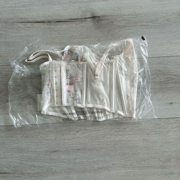 Victoria Secret Dream Angel Unlined Lace-Up Corset Top WHITE S NWT‎ IN PKG - Picture 7 of 7
